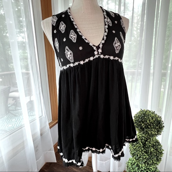 Free People Diamond Embroidered Tunic Black Size XS - Picture 2 of 16